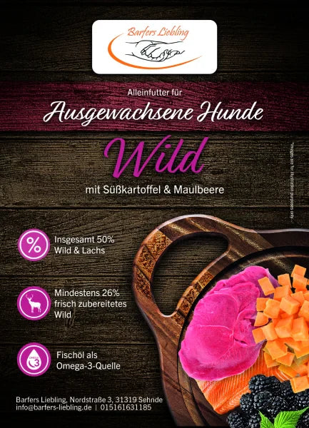 Trockenbarf Wild mit Süßkartoffel & Maulbeere 2kg